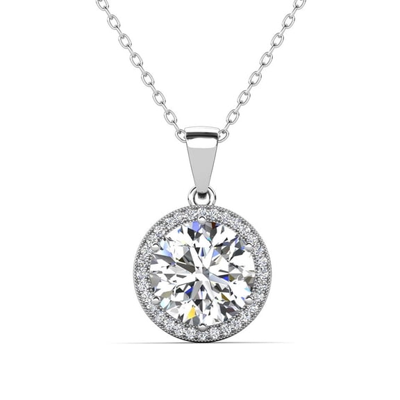 Cate & Chloe Sophia Collier Halo Plaqué Or Blanc 18k avec Cristaux Diamant Simulés pour Femmes
