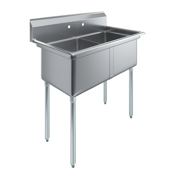 18″ x 18″ x 12″ Two Compartment Stainless Steel Commercial Kitchen Prep & Utility Sink | NSF