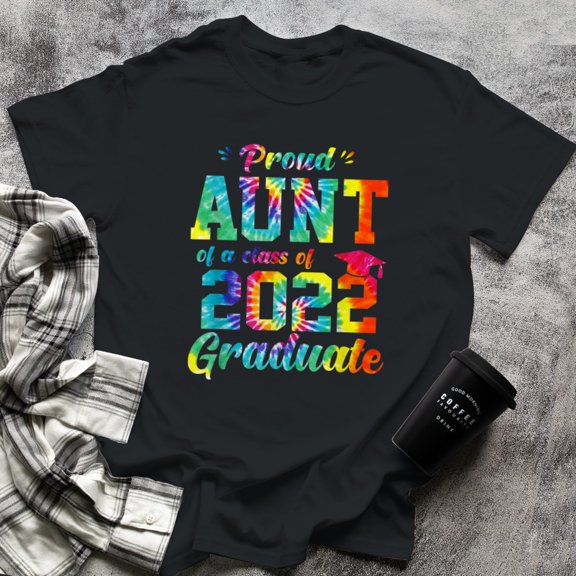 Proud Aunt Of A Class Of Graduate Tie Dye, Small, Black