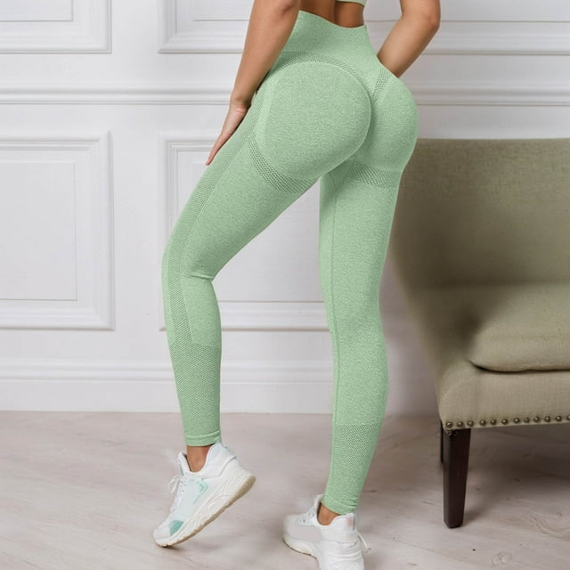WILLBEST Pantalones de Yoga de Cintura Alta Sin Costuras para Mujer, Mallas de Entrenamiento Sin Transparencias, Antisentadillas, para Fitness, Correr, Ropa Deportiva, Mallas de Gimnasio Mediana