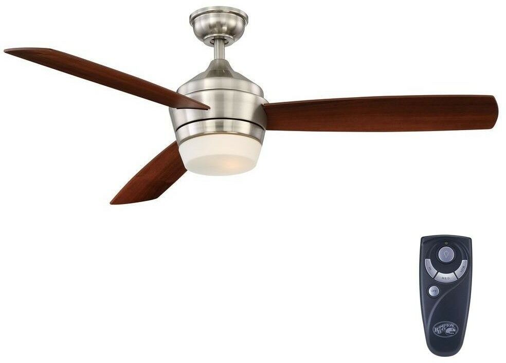 Ceiling Fan With Light Brushed Nickel 3 Blade Maple Walnut Indoor