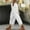 02 White, variant on Weiqiqre Linen Pants Women with Drawstring Summer Beachwear Lightweight Elastic Waist Pants
