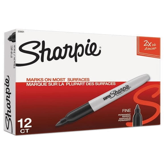 Super Permanent Markers Fine Point Black Dozen 33001