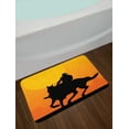 thumbnail image 2 of Rodeo Bath Mat, Silhouette of a Rider Against Sunset Background Evening Mountains, Plush Bathroom Decor Mat with Non Slip Backing, 29.5" X 17.5", Charcoal Grey Mustard, by Ambesonne, 2 of 2