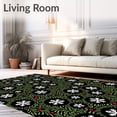 thumbnail image 2 of ODIKA 2'x3' Machine Washable Non-Slip Area Rug, Nordic Snowflake Cluster and Winterberry Branches Art Design High Traffic Rug with Pad, Black, 623667, 2 of 8