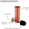 thumbnail image 3 of Terracotta Metal and Holder Set with Bamboo Lid, Modern Bathroom Accessory Set for Deep Cleaning, Compact Design, Durable Bristles, Easy Grip Handle, Guard, Steel Finish, 3 of 6