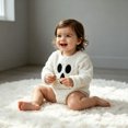 thumbnail image 4 of sususu Baby Girl Halloween Outfit Ghost Bubble Romper Newborn Bodysuit Infant Fall Winter Clothes (White,18-24 Months), 4 of 9