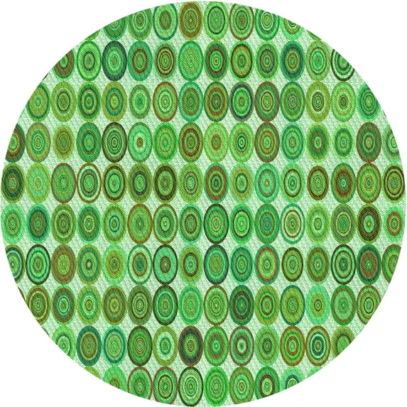 Ahgly Company Indoor Round Patterned Dark Lime Green Area Rugs, 8' Round
