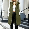 thumbnail image 5 of Yutgune Women's Long Hooded Puffer Vest Zip Up Snap Button Sleeveless Coat with Zipper Pockets, 5 of 7