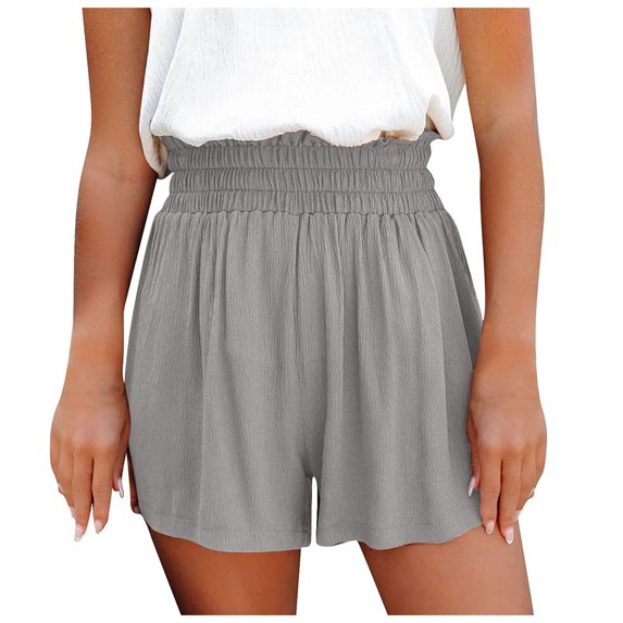 Abcnature Plus Size Shorts, Womens Athletic Shorts, Fashion Women Sweat Shorts, Summer Casual Loose Solid High Waist Short, Comfy Beach Shorts, Yoga Pants, Cycling Sport Shorts Gray XXL