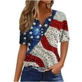 thumbnail image 2 of Cavosen Patriotic Shirts for Women Red White and Blue Short Sleeve V-Neck T Shirts USA Star Striped Graphic Tops Lady XL Patriotic Casual T Shirts Independence Day Tunic Tees Patriotic Blouses, 2 of 5