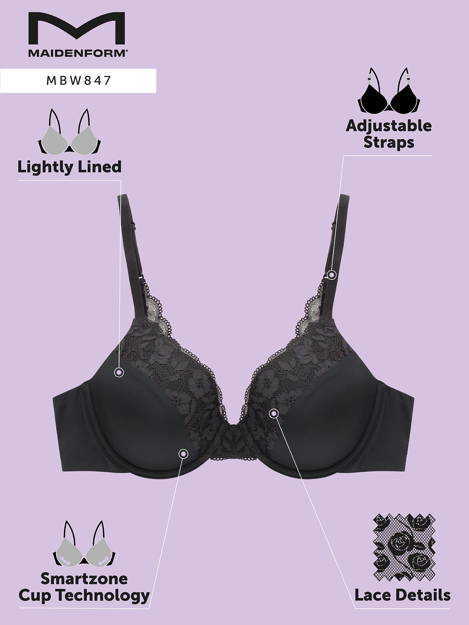 Maidenform Women's Everyday Luxe Embellished Underwire T-shirt Bra
