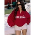 thumbnail image 5 of Womens Sweatshirts Half Zip Cropped Pullover Quarter Zipper Letter Print Hoodies 2025 Fall Fashion Outfits Clothes Red S, 5 of 8