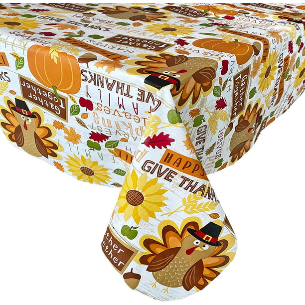 Newbridge Happy Thanksgiving Turkey Vinyl Flannel Backed Tablecloth ...