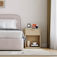 thumbnail image 4 of Fluted Nightstand with Charging Station, Bedside Table with Drawers and Open Storage Space, Metal Handles and Rounded Corners for Safety, Side Tables, End Table Bedroom, Living Room, 4 of 10