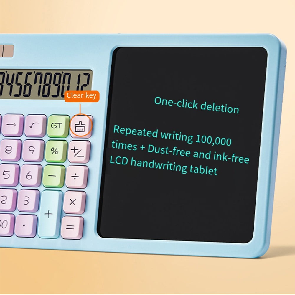 12-Digit Solar Calculator with LCD Writing Board - Perfect for Work & Study!