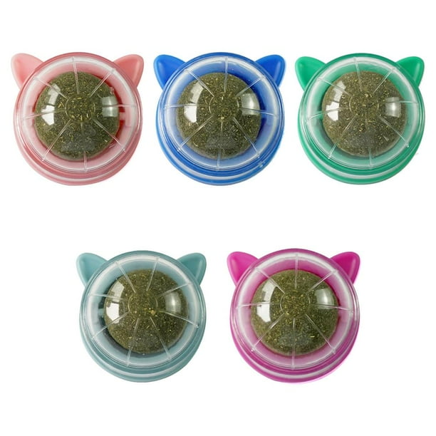 Bola de hierba gatera giratoria para gatos naturales, bolas para lamer, aperitivos de hierba gatera molares (rosa)