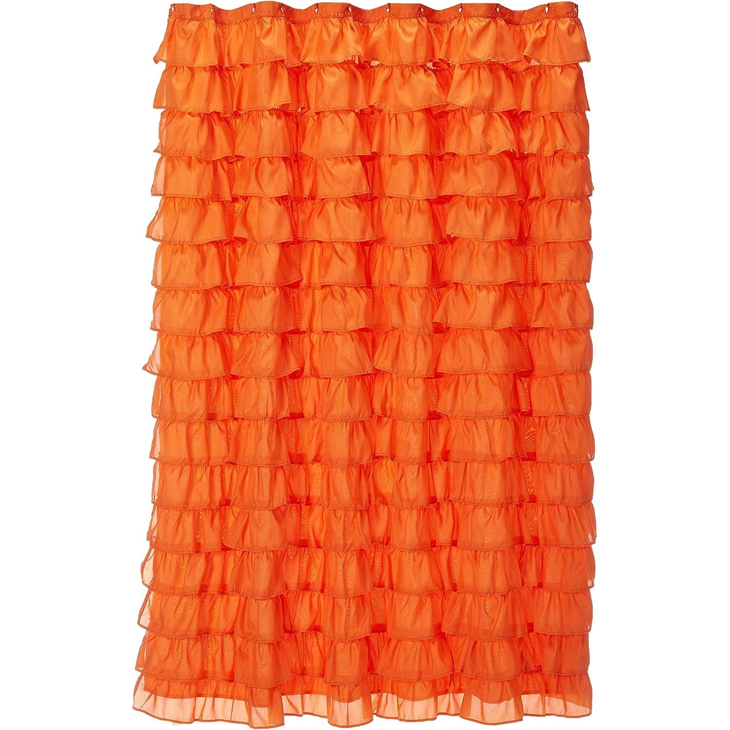 Ruffled Orange Fabric Shower Curtain