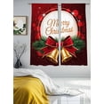 thumbnail image 3 of Merry Christmas Sheer Curtains 63 Inch Length 2 Panels Set Window Treatments, Winter Xmas Pine Needle Sparkle Bells Rod Pocket Semi Curtains for Living Room/Bedroom/Kitchen Décor, 104"W x 63"L, 3 of 7