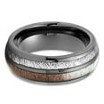 thumbnail image 2 of Silly Kings Gunmetal Tungsten Ring - Deer Antler Wedding Band - Meteorite Ring (10), 2 of 4