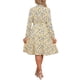 thumbnail image 3 of INSPIRE CHIC Vestido Midi Vintage de Flores con Cinturón y Mangas Largas de Chifón con Cuello de Corbata para Mujeres L Blanco Amarillo, 3 of 6