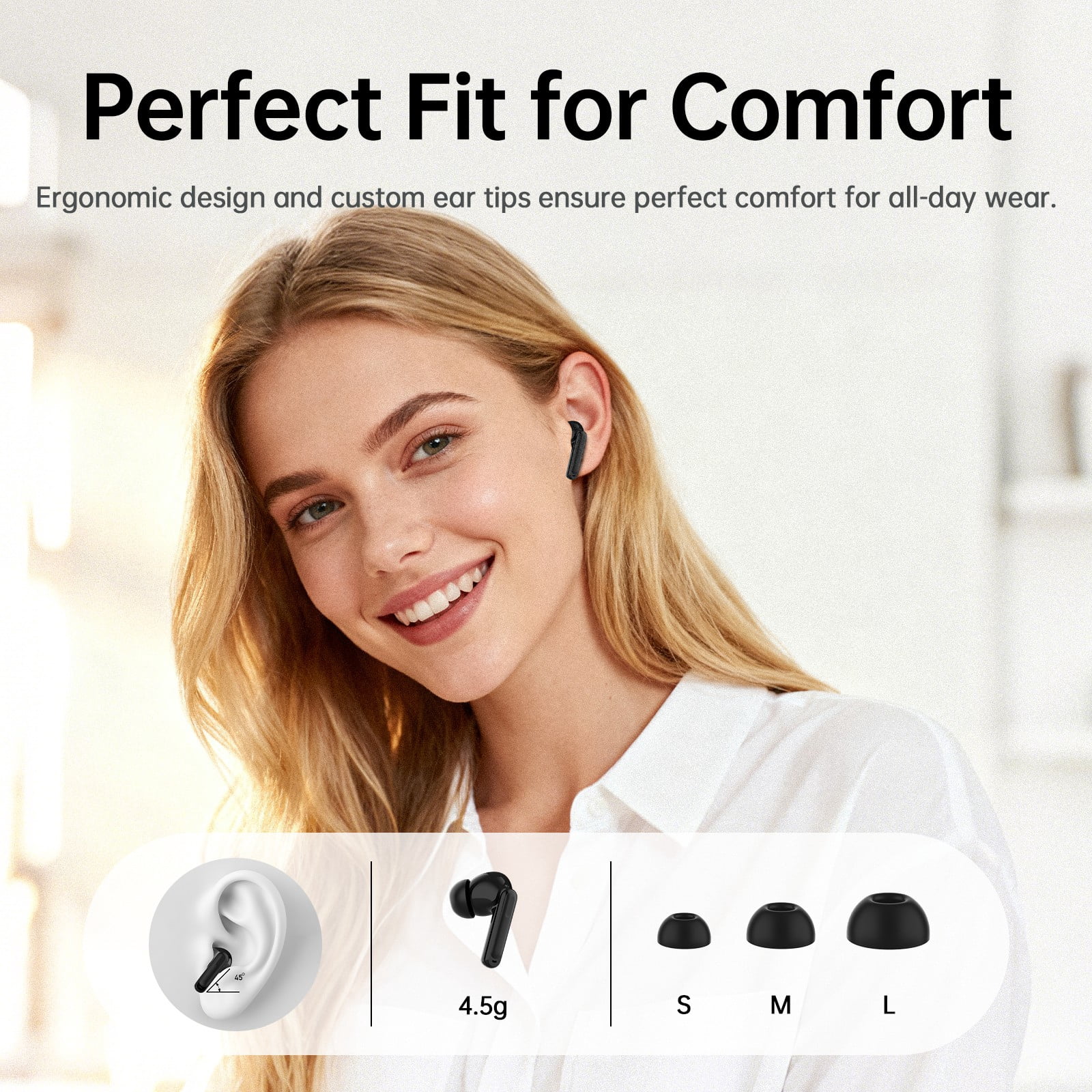 Wireless Earbuds, 6 ENC Mic Clear Call, Hybrid Active Noise Cancelling Earbuds, 8EQ, Deep Bass, V5.4 Bluetooth Ear Buds, 40H Playtime, LED Screen, IPX7 Waterproof, In-ear Earphones for Android iOS