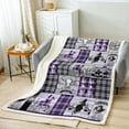 thumbnail image 2 of Purple Western 30"X40" Fleece Blanket For Bed Couch Cowgirl Throw Blanket West Cow Skull Horse Sherpa Blanket Teen Women,Rustic Farmhouse Plaid Soft Flannel Blanket, 2 of 4