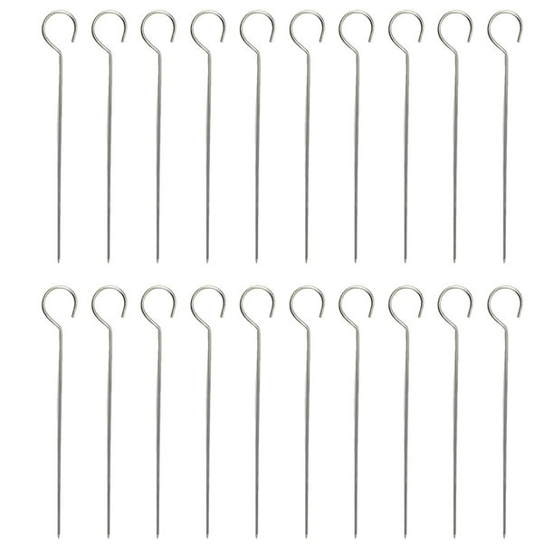 20 brochetas de acero inoxidable para barbacoa (plateadas)