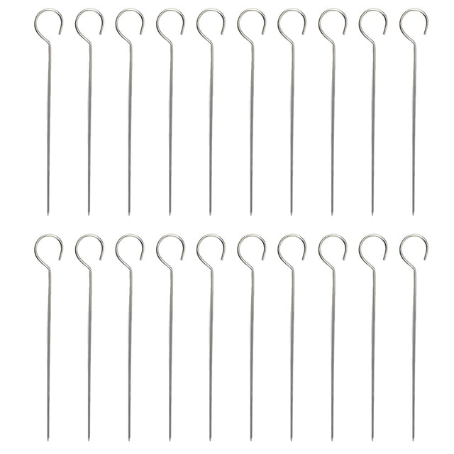 Pinchos de acero inoxidable 20pcs Barbacoa Aguja de barbacoa Palitos de asado (Plata)
