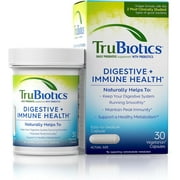 TruBiotics Probiotics for Digestive & Immune Health, Supports Regularity & Helps Relieve Abdominal Discomfort, Gas & Bloating, 2 Clinically Studied Probiotic Strains, Plus Prebiotics, 60 Capsules