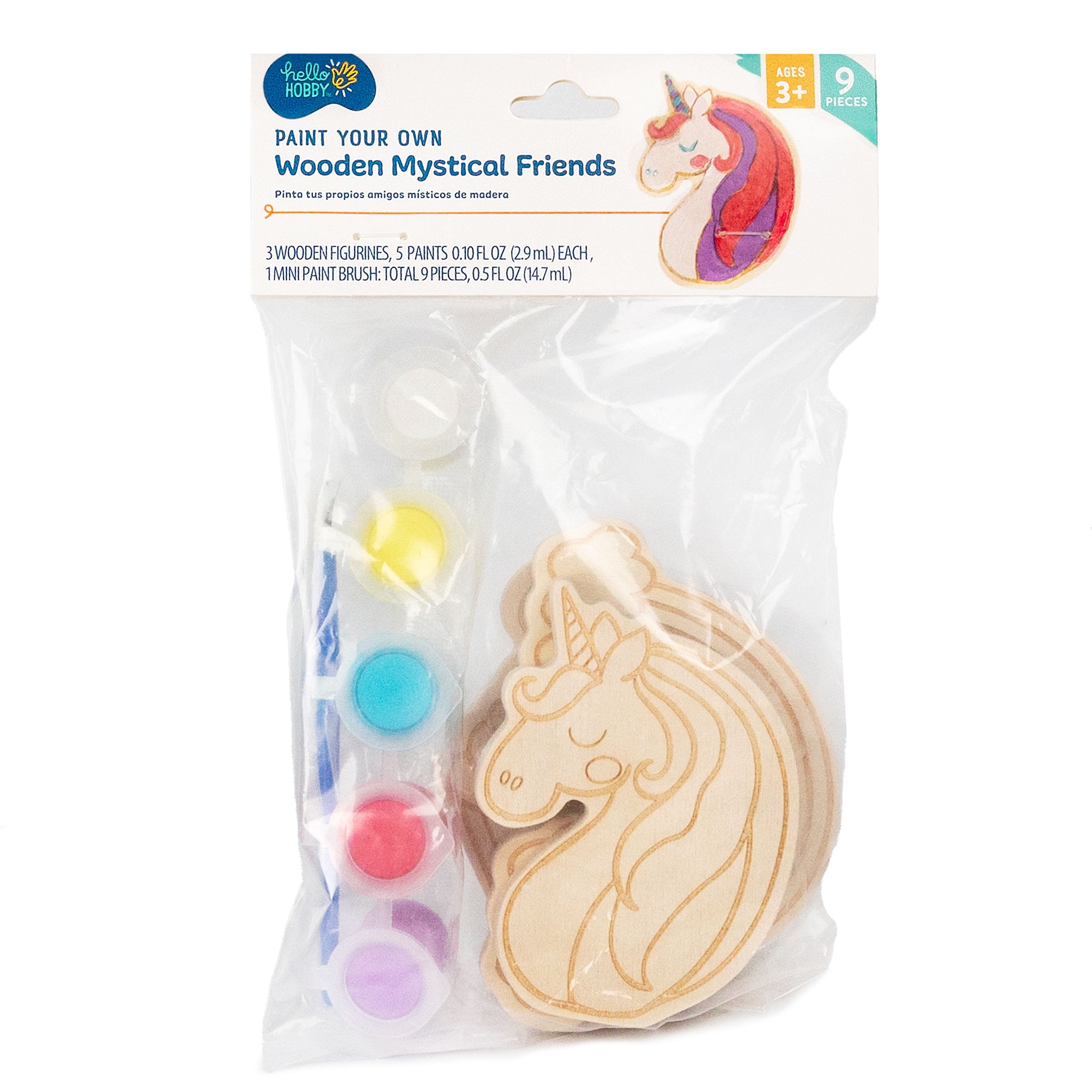 (2 pack) Hello Hobby Paint Your Own Multicolor Wooden Mystical Friends