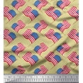 thumbnail image 1 of Soimoi Beige Cotton Jersey Fabric USA Country Flag Print Fabric by Yard 58 Inch Wide, 1 of 3