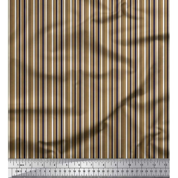 Soimoi Poly Georgette Fabric Stripe Shirting Decor Fabric Printed Yard 52 Inch Wide