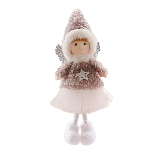 Injueey Colgante temático navideño Chimenea Ventana Colgando Muñeca de tela Decoración navideña Hogar Oficina Festival Adorno Regalo de Kits de decoración para fiestas Púrpura