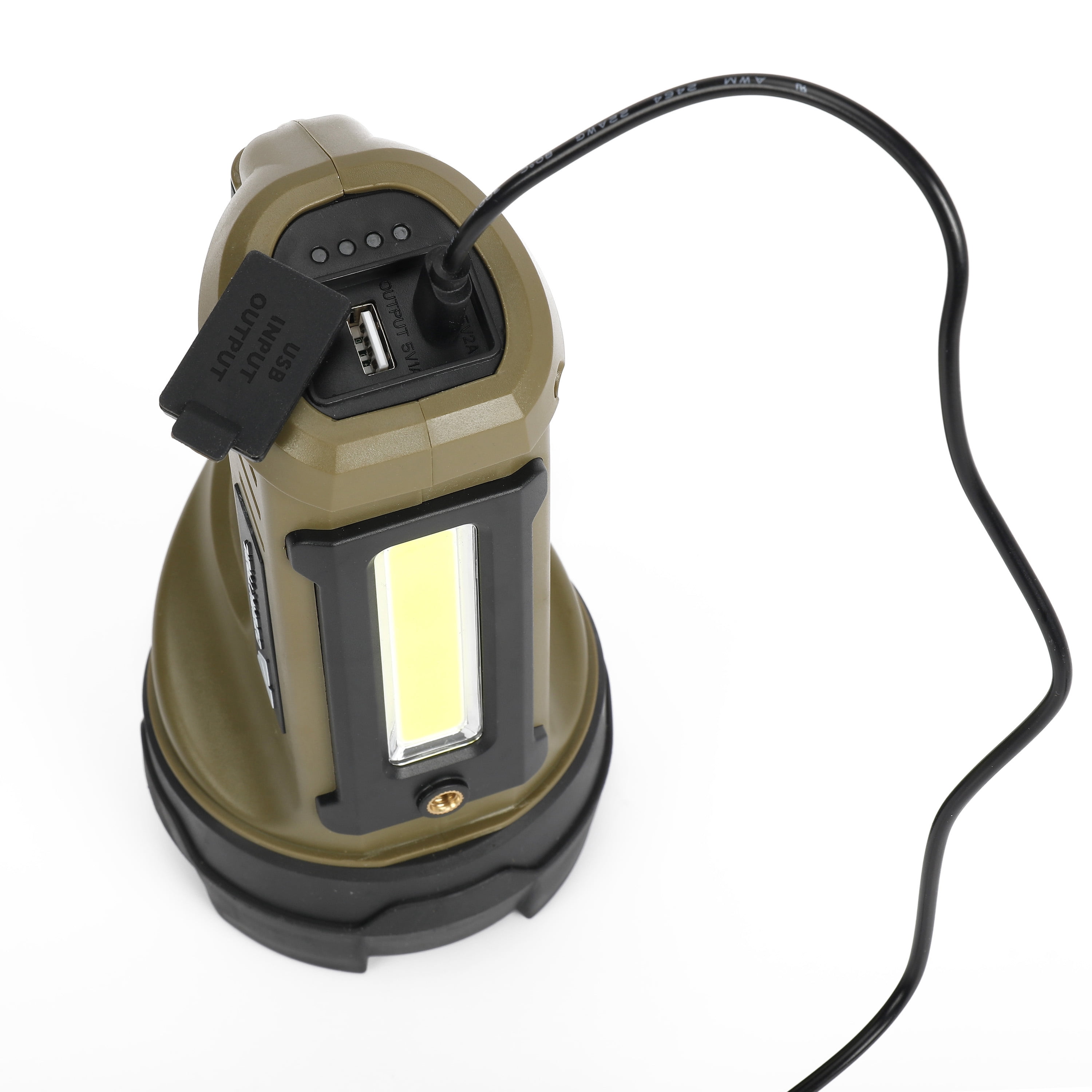 Ozark Trail LED 4000 Lumen Dual Source Rechargeable Flashlight, with 5000 mAh Power Bank, Olive