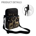 thumbnail image 5 of Psesaysky Cross Body Bags Golden Christmas Reindeer 2 Zippers Crossbody Wallet for Travel, Stretch Polyester Adjustable Lightweight Passport Purse, 5 of 8