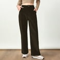 thumbnail image 4 of Women Corduroy Long Pants High Waist Button Zipper Fly Solid Color Straight Wide Leg Trousers with Pockets Daily Wear, 4 of 8