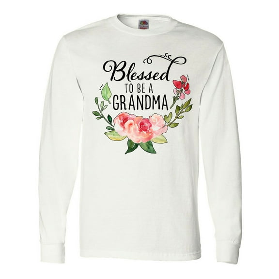 Inktastic Blessed to Be a Grandma with Flowers Long Sleeve T-Shirt