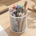 thumbnail image 5 of Taicans Metal Mesh Pen Holder,Round Pencil Cup Desk Organizer,5.2x6in Stationery Storage Basket for Office,Home,Makeup Brushes,1PCS, 5 of 8
