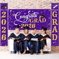 thumbnail image 7 of 3Pack Graduation Decorations Class of 2026,Congrats Grad 2026 Backdrop Banner and Hanging Porch Signs,Purple Gold Graduation Party Supplies for High School College Party,Photography Props, 7 of 7