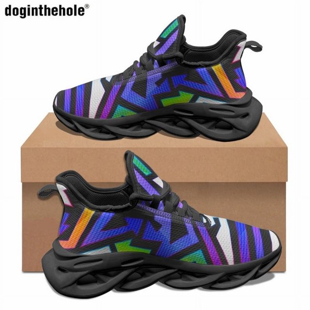 Doginthehole - Zapatillas planas informales con diseño de líneas coloridas, zapatillas vulcanizadas de moda urbana, zapatillas para deportes al aire libre, baloncesto y running