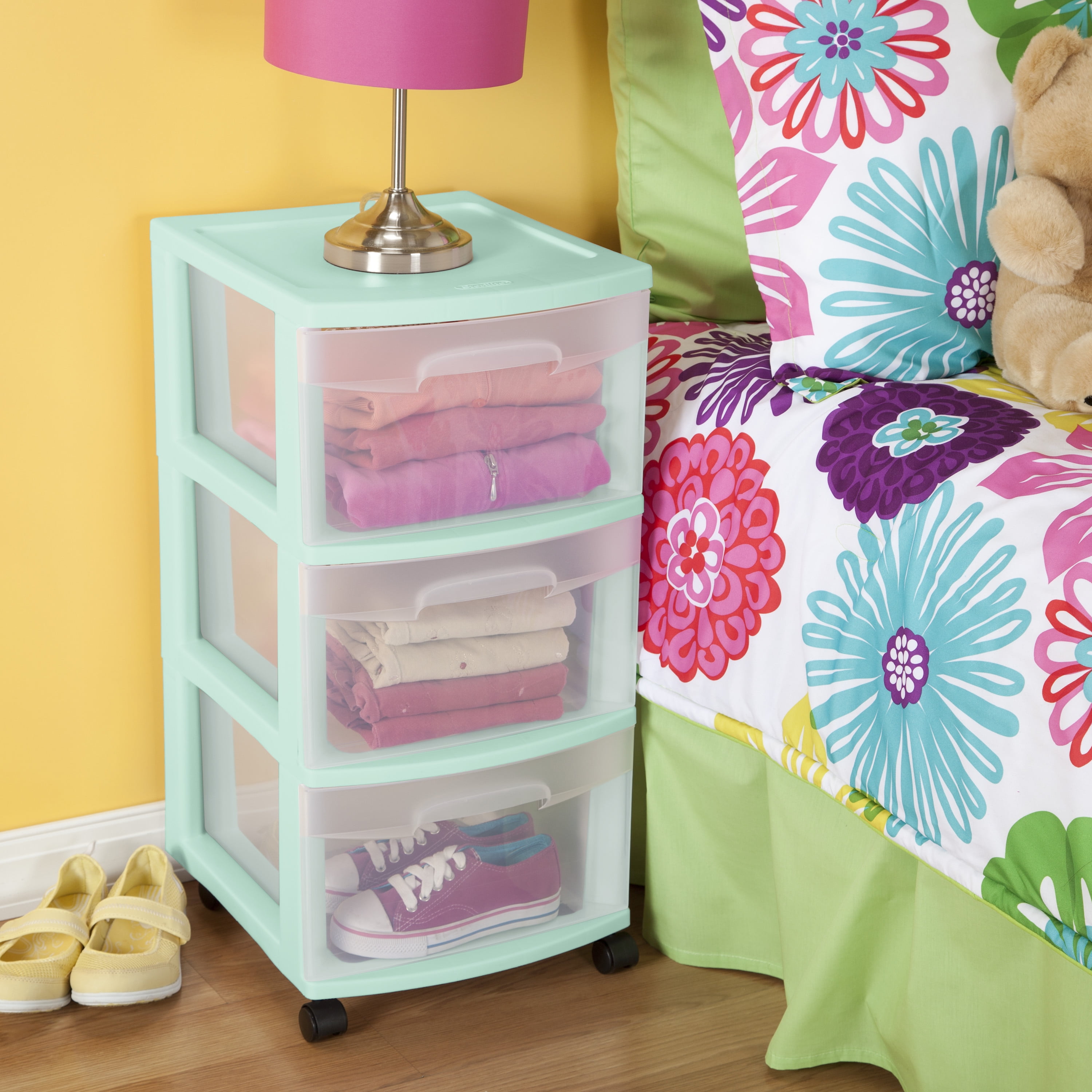 Sterilite Plastic 3 Drawer Cart Classic Mint