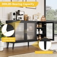 thumbnail image 4 of Buffet Cabinet with Storage, Sideboard Buffet Table with 3 Fluted Glass Doors, 48" Large Modern Sideboard Kitchen Cabinet, Wood Coffee Bar for Kitchen, 4 of 9