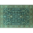 thumbnail image 1 of Ahgly Company Machine Washable Indoor Rectangle Oriental Turquoise Blue Industrial Area Rugs, 5' x 8', 1 of 4