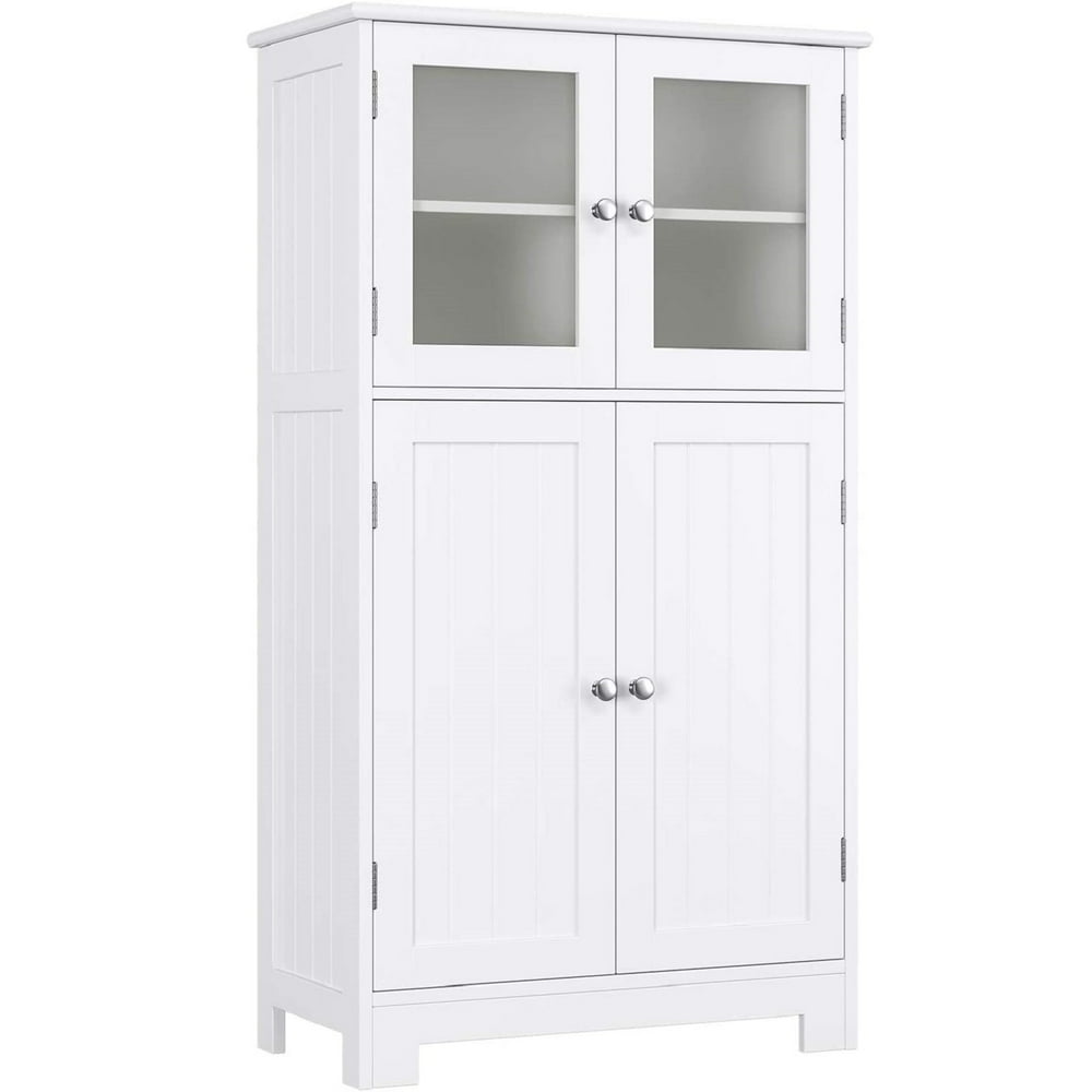 Homfa Bathroom Floor Storage Wood Linen with Doors and
