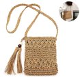 thumbnail image 2 of Bolso de paja bolso cruzado bohemio tejido a mano bolso de hombro para mujer bolso de teléfono celular, bolso de paja, bolso de mimbre en las vacaciones de verano en la playa con un patrón, 2 of 8