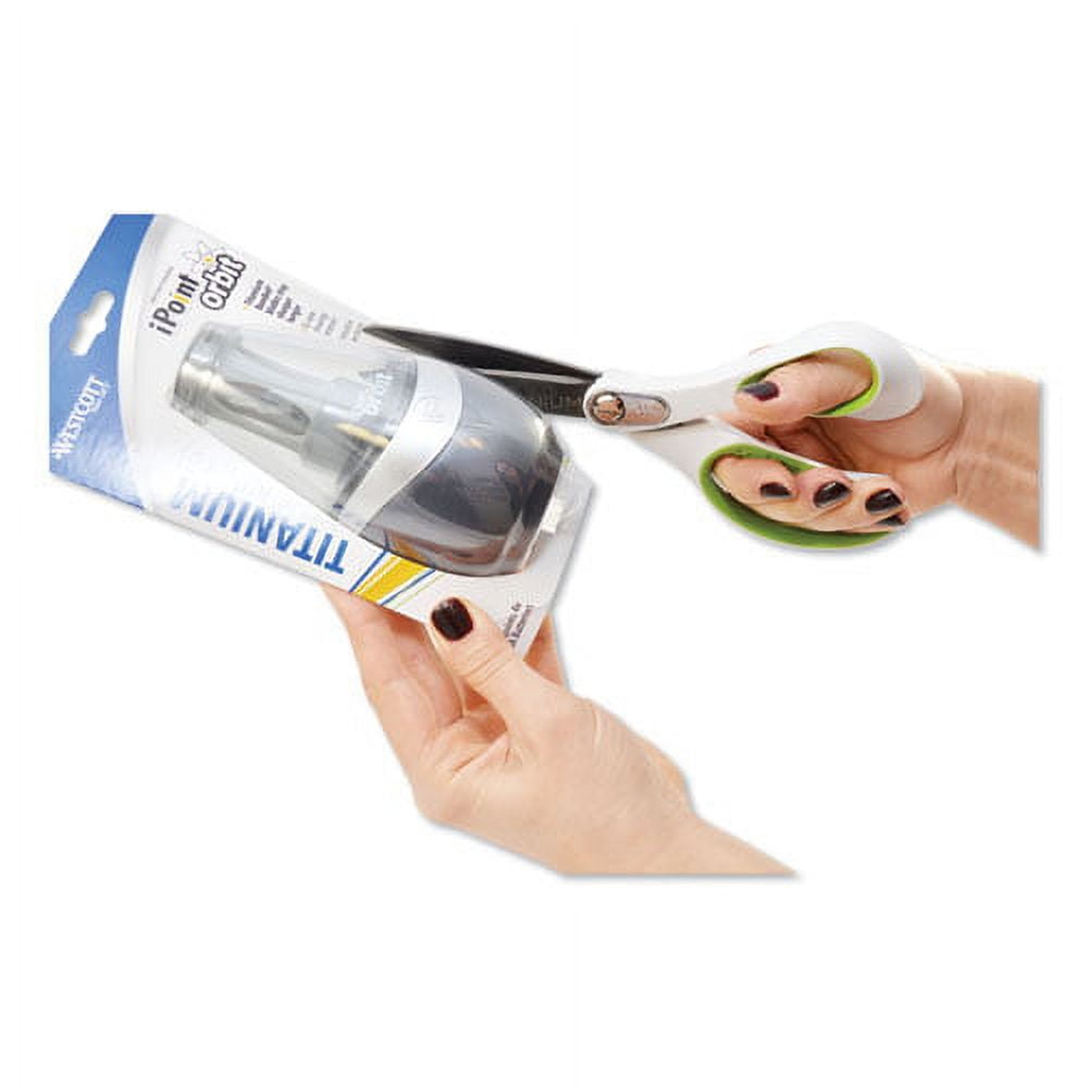 Carbotitanium Bonded Scissors, 8" Long, 3.25" Cut Length, White/green Straight Handle | Bundle of 5 Each
