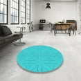thumbnail image 4 of Ahgly Tapis Rond Lavable en Machine Intérieur Transitionnel Turquoise Bleu Vif, 6 Pieds Rond, 4 of 7