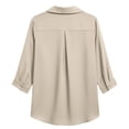 thumbnail image 5 of GUACER Women's 3/4 Sleeve Tops Casual Collared V Neck Blouses Loose Fit Cotton Linen Tunic Shirts for Ladies, 5 of 5