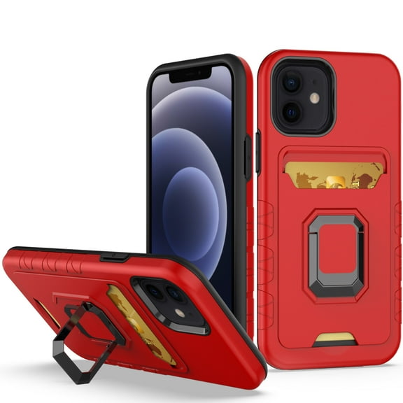 For Apple iPhone 13 Pro Max (6.7") Wallet Designed with Credit Card Holder & Magnetic Ring Stand Kickstand Hybrid Hard Cover ,Xpm Phone Case [ Red ]